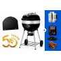 Grill węglowy 22" PRO Charcoal Kettle czarny + płyta żeliwna + zestaw (komin do rozpalania #67802, węgiel drzewny 3 kg #67107, podpałka 100 szt. #67052)
